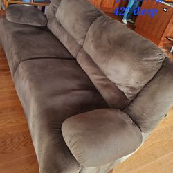 Reclining Brown Couch, $175, 7' Long, Good Condition Super Comfy Pickup In Huntley 