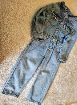 ZARA Toddler Girls' Denim Jean Long Sleeve Pants One-Piece (Size 4)