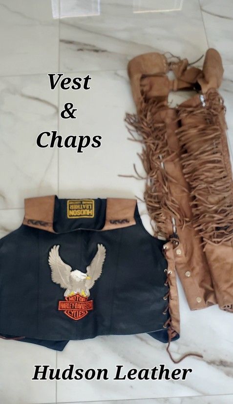 Leather Chaps & Vest Fringed Out