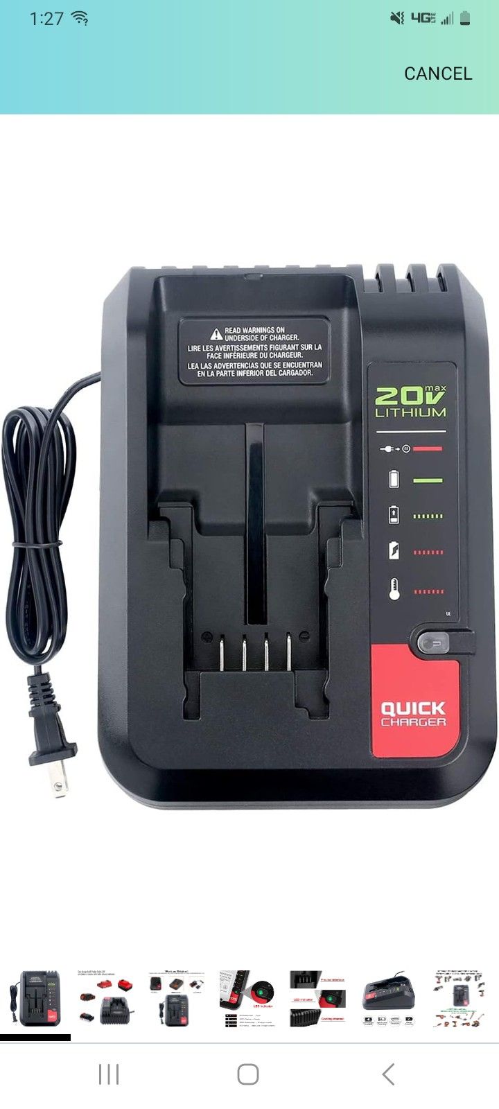 PCC692L 20V MAX Lithium Battery Charger Compatible with Porter-Cable Battery PCC685L PCC680L PCC681L PCC682L Black Decker LCS1620 20V Lithium Battery