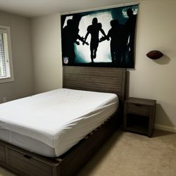 Queen Bed, Night Stand, Dresser, And Bookshelf