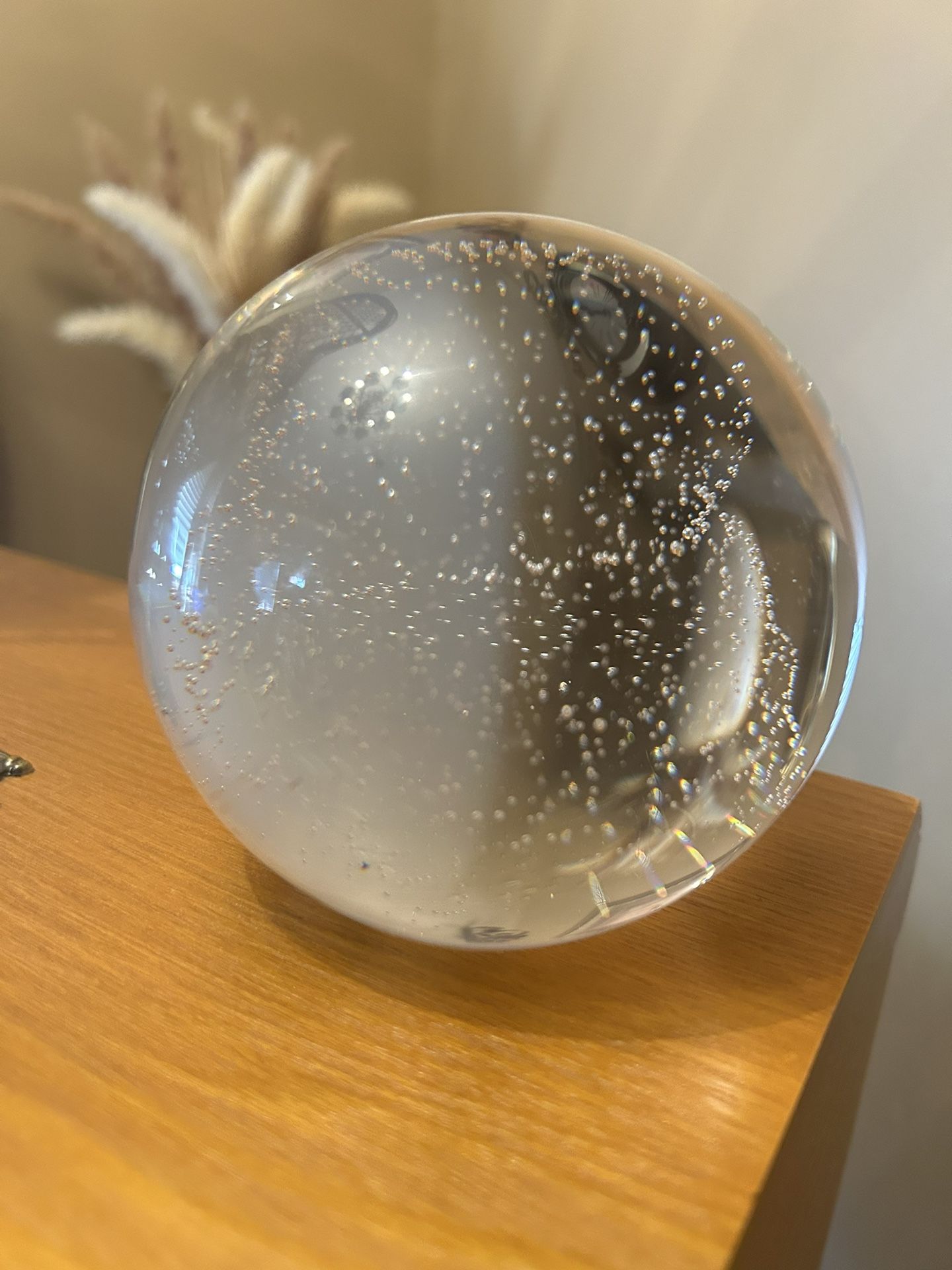 Art glass paperweight - tiny controlled bubble - clear glass