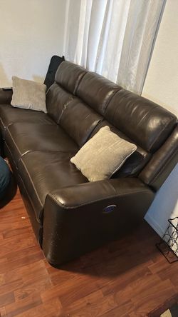 Dark Brown Leather Power Reclining Sofa