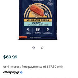 Dog Food 22 Ib. Bag. Puppy Real Salmon And Outmeal