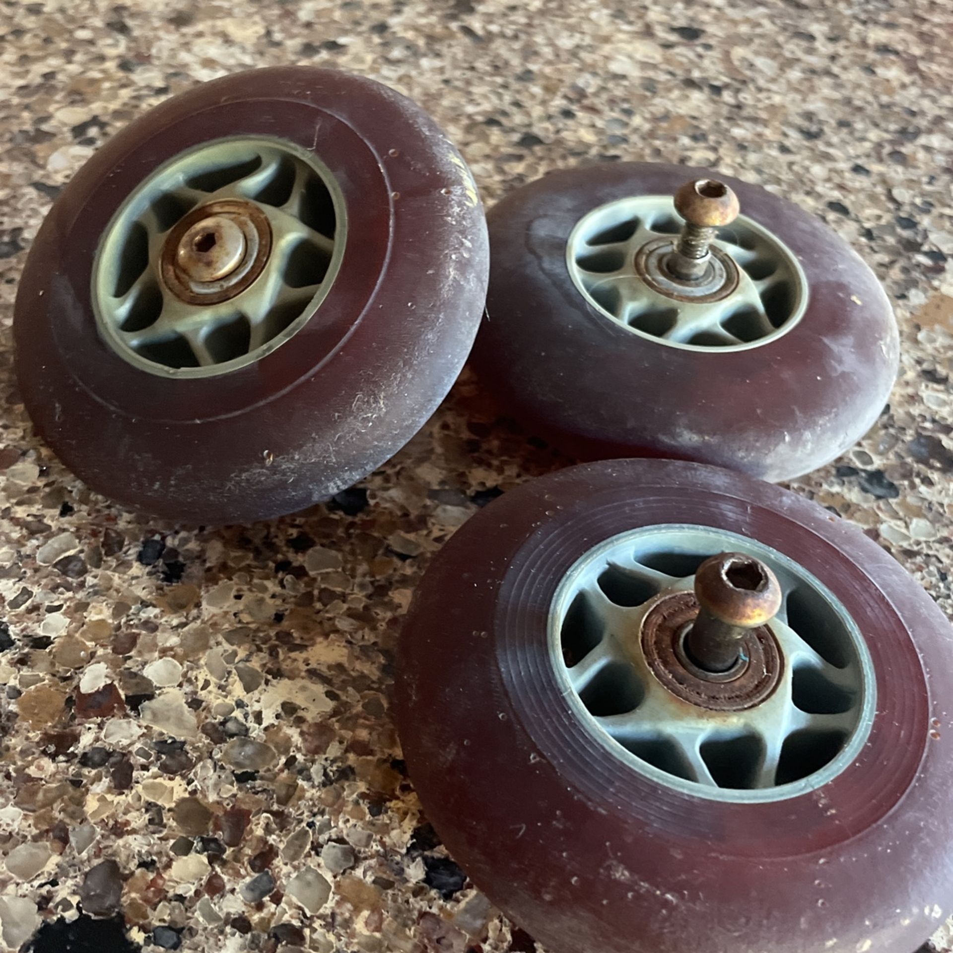 3 Skate Wheels. Used. With Bolts. 4inch ( 10mm)