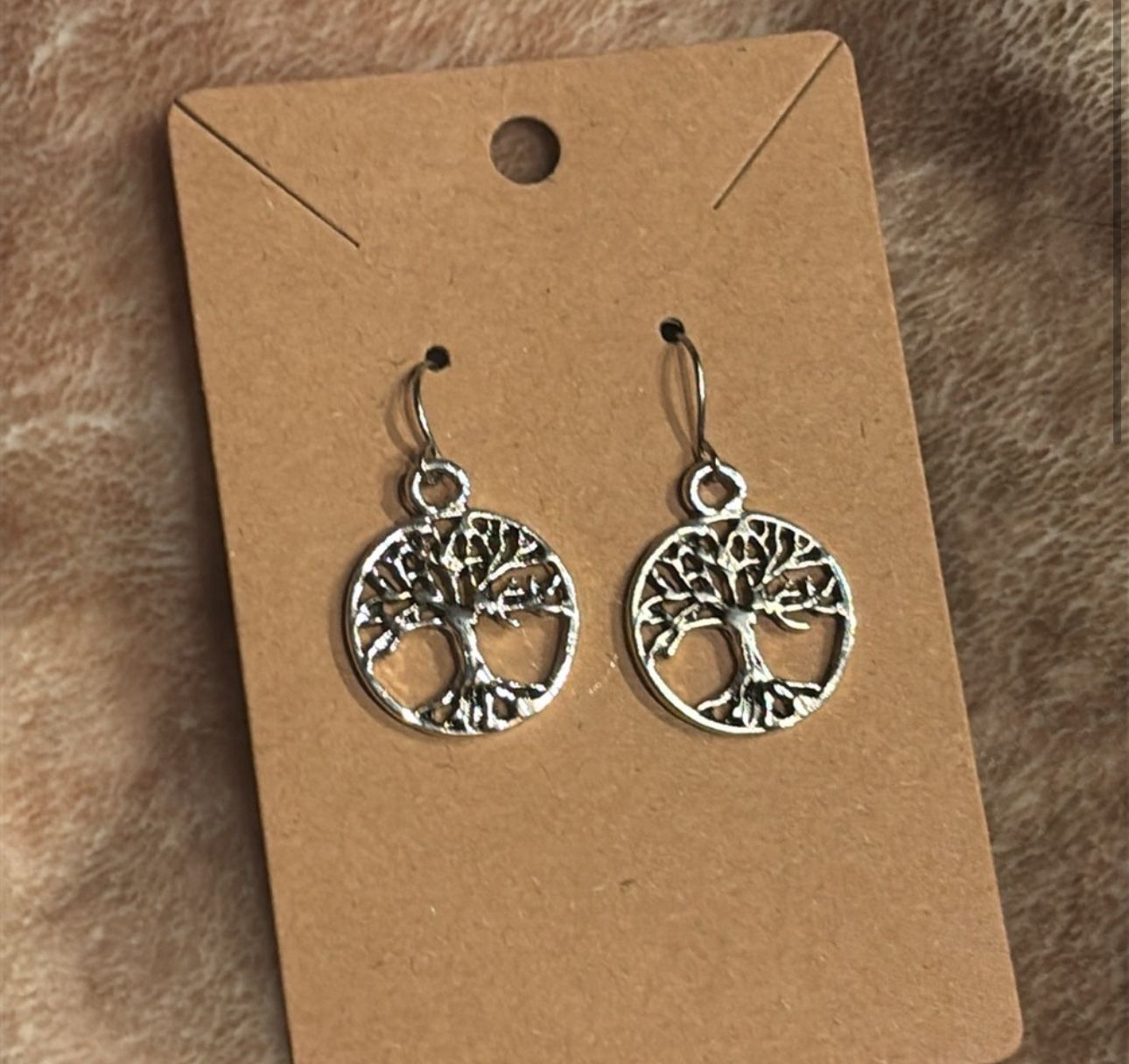 Silver Unisex Tree of Life Dangle Earrings
