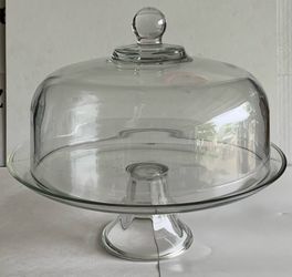 Thick and Heavy Clear Glass Cake Stand with Done