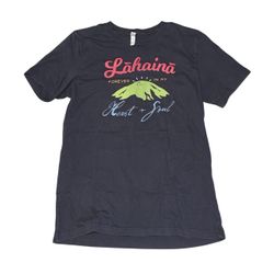 HAWAIIAN SHIRT LAHAINA WOMENS LARGE BLACK FOREVER IN MY HEART SOUL MAUI TEE