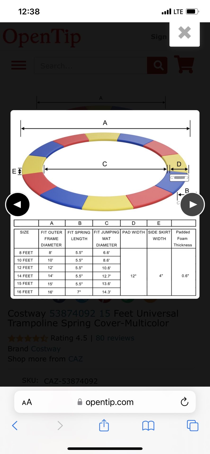 15 Feet Universal Trampoline Spring Cover-Multicolor