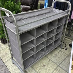 16-Compartment Shoe Organizer with Top Shelf