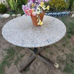 Antique Center Table With Metal Base And Marble Top 