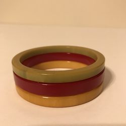 Antique Set of 3 Large Different Colored BakeLite Bangle Bracelets Thumbnail