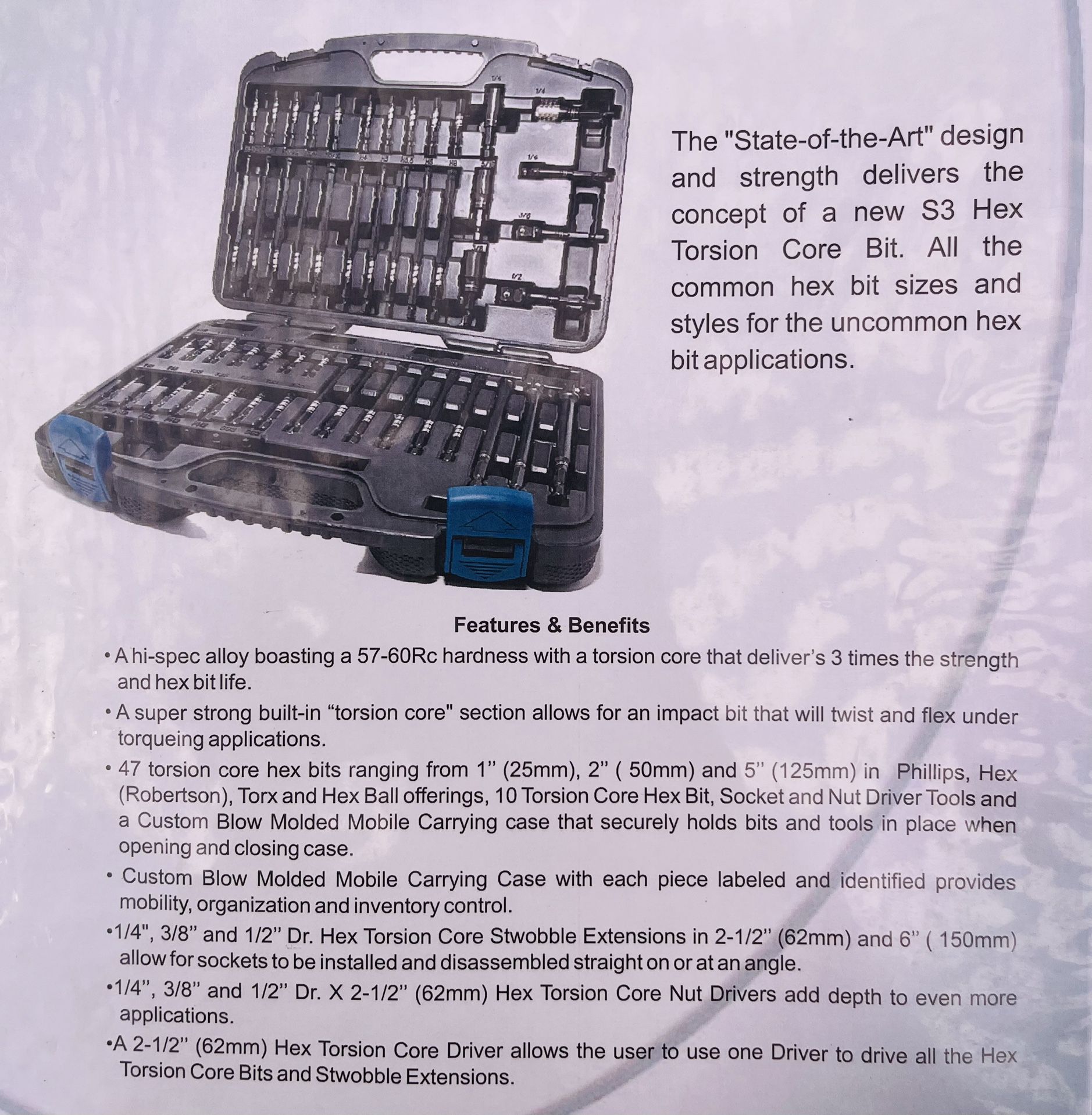 Hex Torsion Core Impact Grade Bit Set