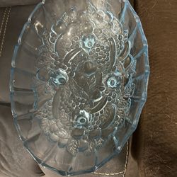 Indiana Blue Glass Vintage Fruit Bowl