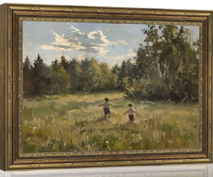 Brand new:Vintage Gold Framed child Wall Art,Retro Country Canvas Print,9x11 Inch