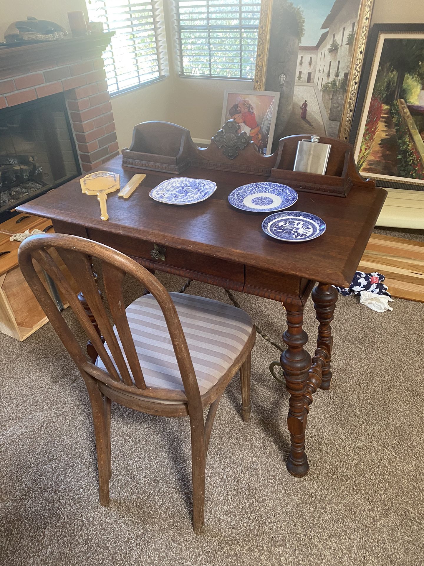 Antique Desk With Chair