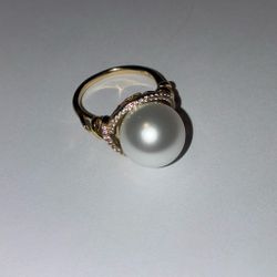 14k gold plated pearl ring size 9