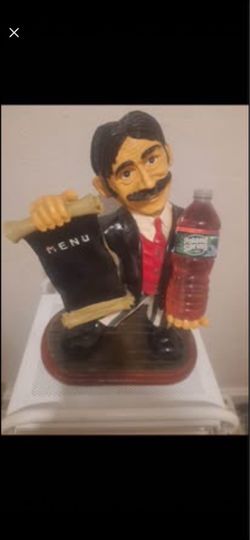 FRENCH WAITER CHALKBOARD MENU DISPLAY AND WATER BOTTLE HOLDER