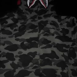 Bape full zip up black & grey camo