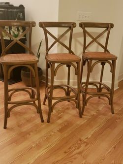 3 wooden chairs