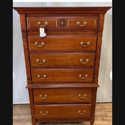 Harden Vintage Cherry Wood Tall Boy Dresser 65”H