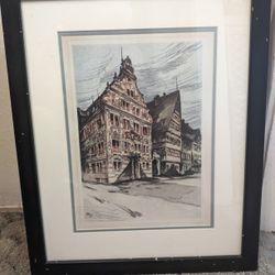 2 X Colored And Signed Prof Paul Geissler 1946 Germany Etchings 