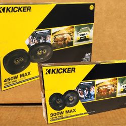 Kicker CS Series Car Speakers 2 Sets CSC654 6 1/2" 2-Way & CSC693 6x9" 3-Way Coaxial Speaker System 550  Watts Package 