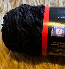 Chenille Yarn Black  by Lion Brand Discontinue Yarn New