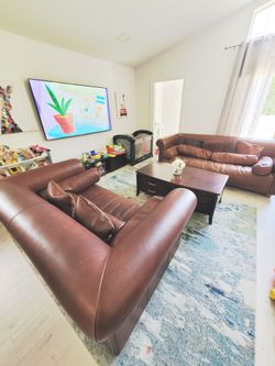 Large Designer Leather Couch