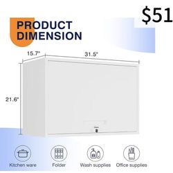 😀 Yizosh Metal Wall Cabinet with Doors and Shelves, Floating Storage Unit for Garage or Basement (White, 21.6" H)