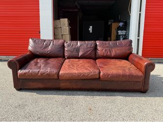 Brown Genuine Leather Sofa – FREE Curbside Delivery