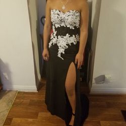 Long  Black & White Prom Dress 
