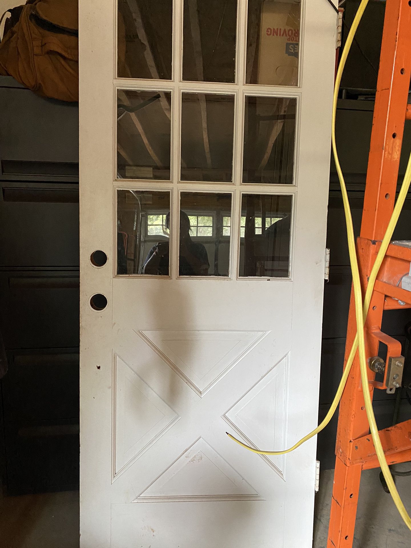 32 Inch Solid Wooden  Door Half Glass Right Swing