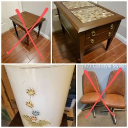Mid Century Modern MCM Mosaic Tile Sofa End Accent Table Nightstand With Drawer From Italy 
