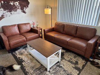 Leather couch and loveseat like new