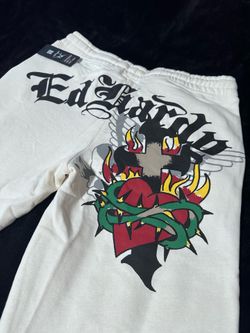 Ed Hardy Sacred ♥️ Ivory Wide Leg Sweatpants