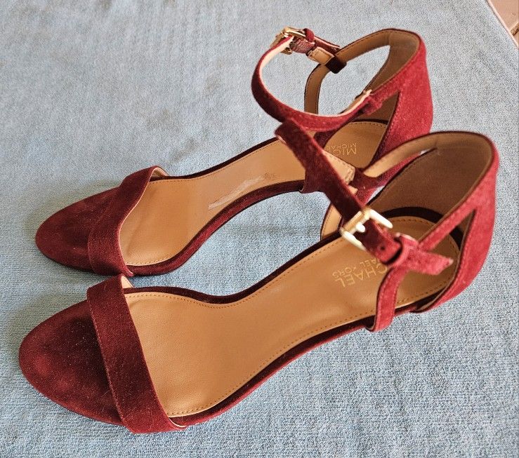 MICHAEL Michael Kors Red Leather Women's Size 8.5 Open Toe Heels 👠 