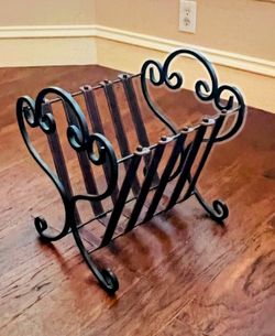 Wrought Iron/ Leather Magazine  Holder