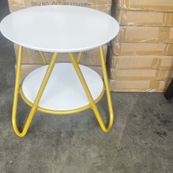 SIDE TABLE COLOR: ROSE GOLD AND WHITE H16.5” x16” W $20