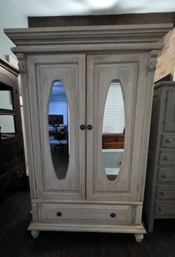Large Solid Wood French Country Armoire – Cream Finish