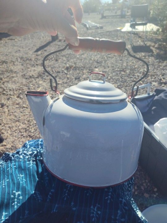 Antique Enamel Ware Kettle