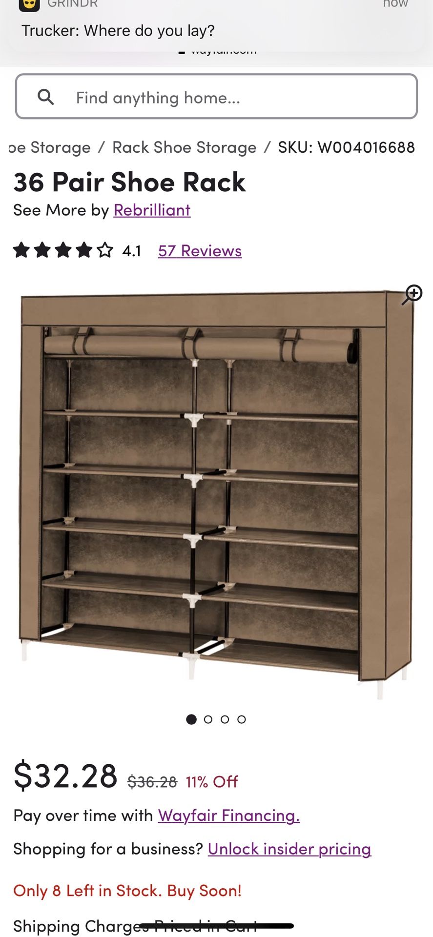 36 Pair Shoe Rack 