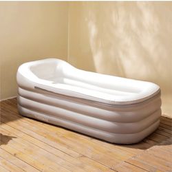 Inflatable bath tub for adults with Cordless Dual Function Electric Air Pump Free-Standing Blow Up 