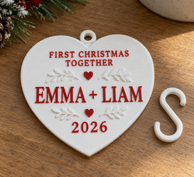 First Christmas Together Ornament, Personalized Couple Names and Year, Custom Colors