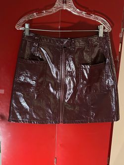 Topshop Patent Faux Leather Mini Skirt in Deep Burgundy size 10