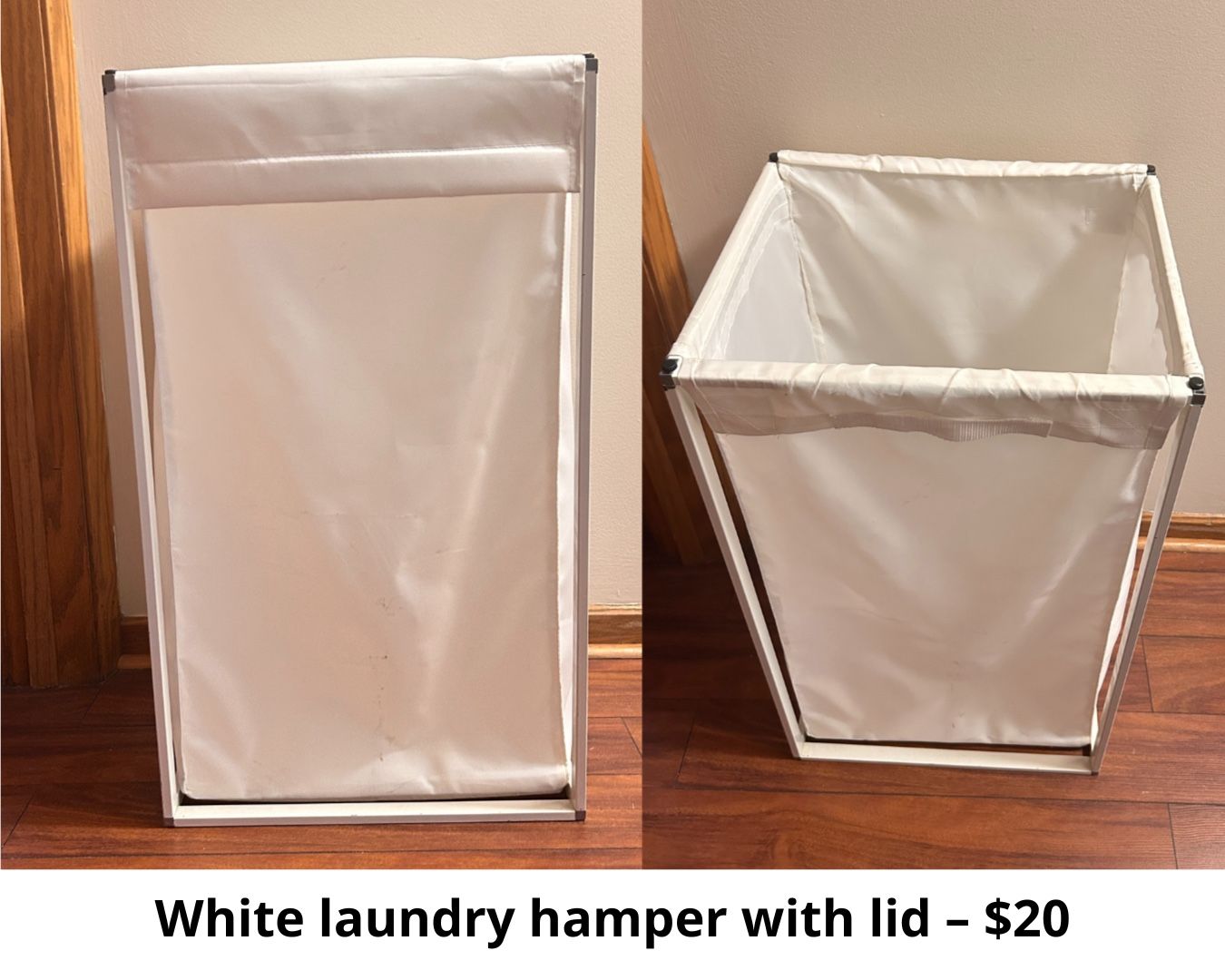 White laundry hamper with lid 