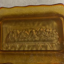 Antique Amber Glass Of Last Supper