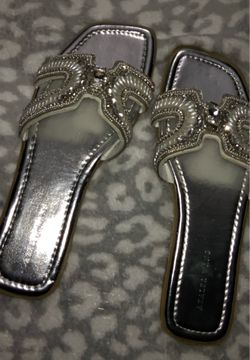 Brand New Silver Gem-Accent Sandals