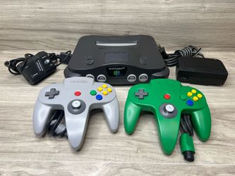 Nintendo 64 Console With Two Original Controllers And Hookups (PO1025590)