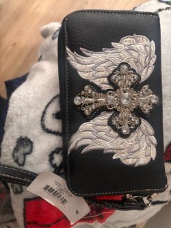 wallet cross with angel wings